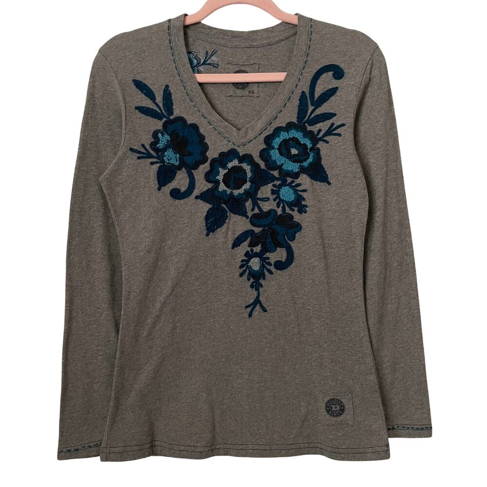 Double D Ranch Top Womens XS‎ Floral Embroidered Boho Western Cowgirl Festival